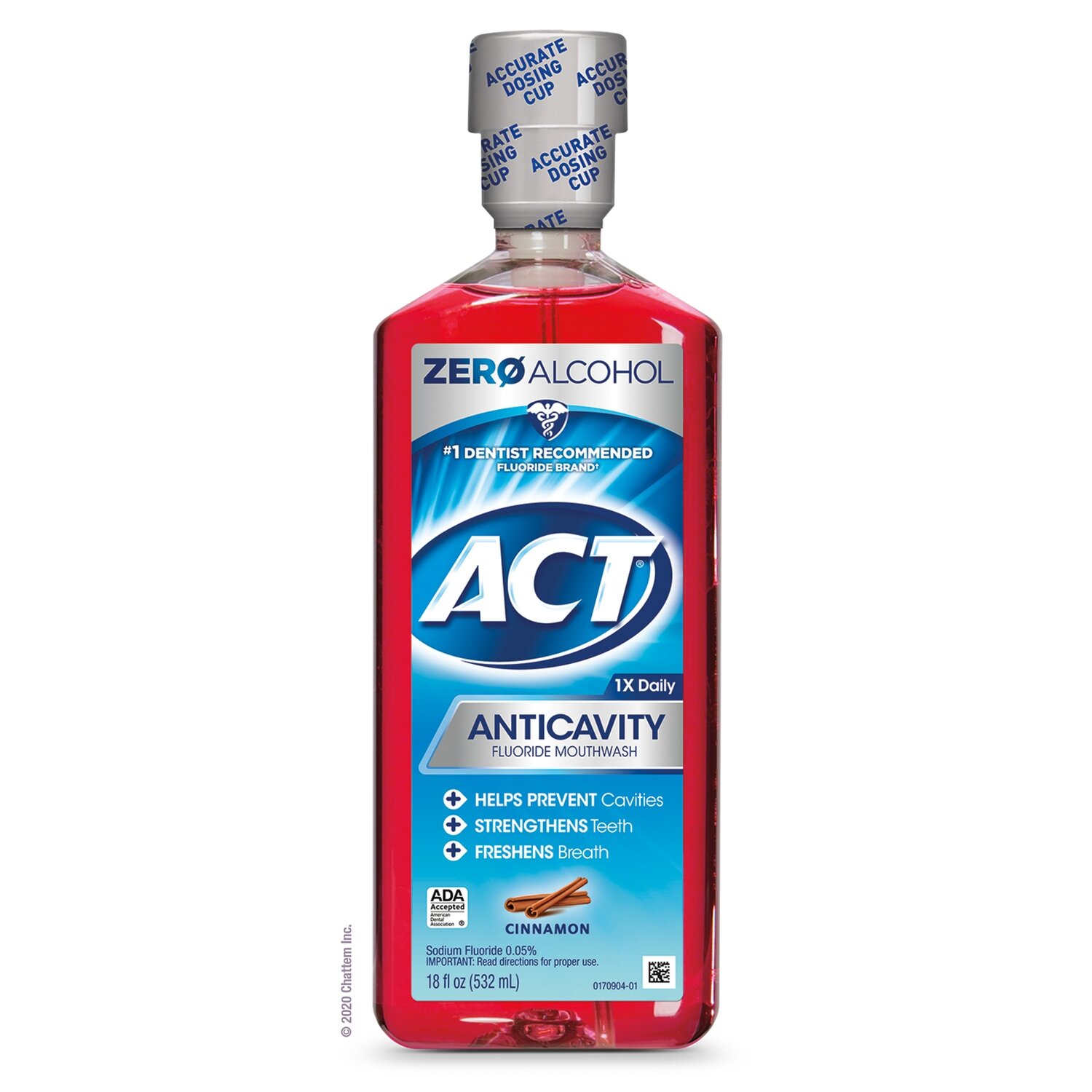 ACT Anticavity Fluoride Mouthwash Zero Alcohol - Cinnamon 18oz