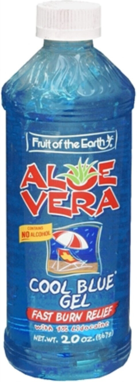 Fruit of the Earth Aloe Vera Cool Blue Gel Lidocaine Topical Analgesic Gel Cooling Pain Relief 20 oz