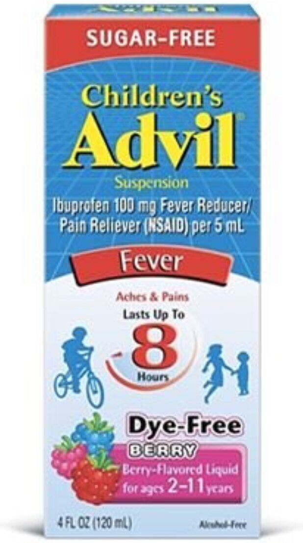 Advil Children’s Oral Suspension Sugar-Free Dye-Free Berry Flavored