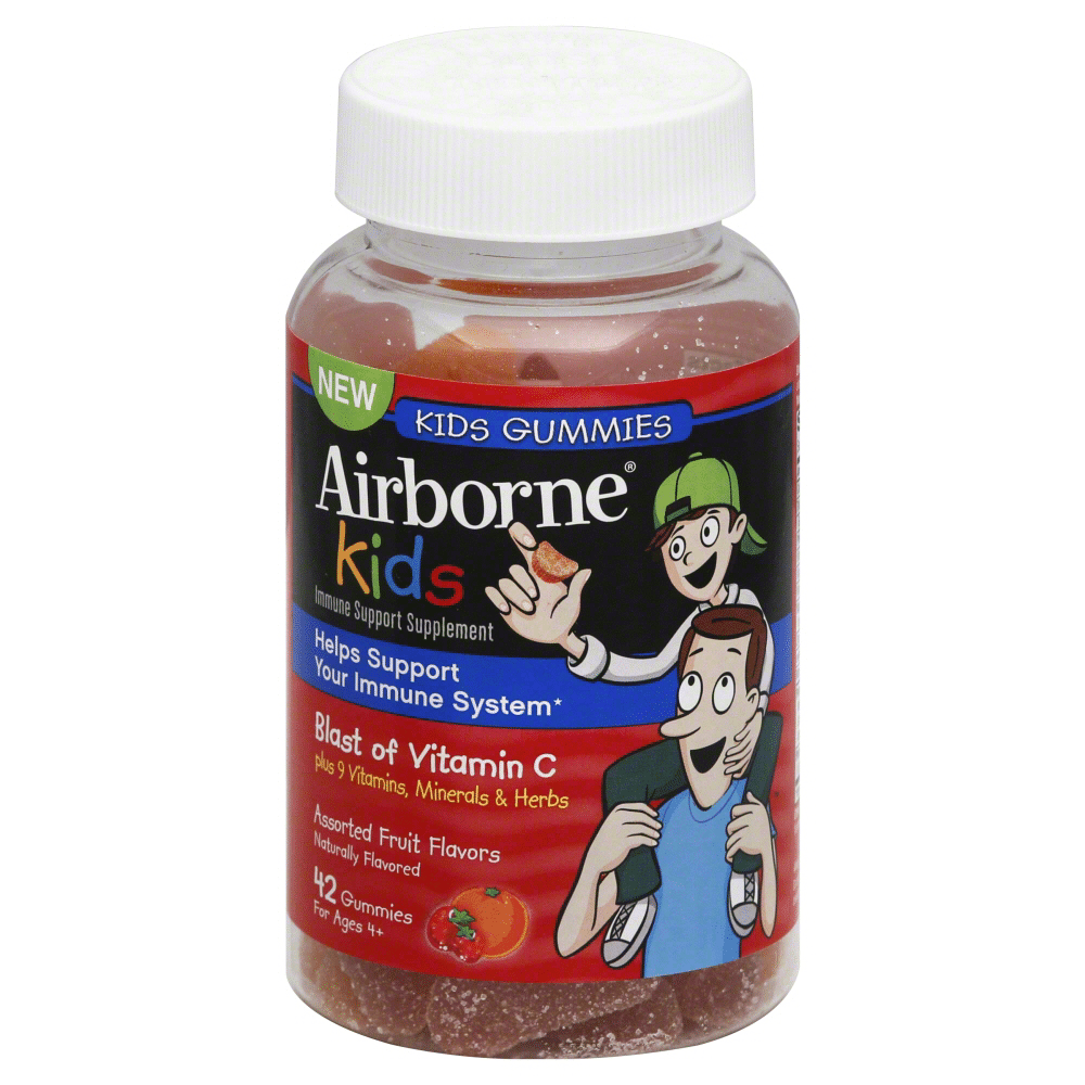 Airborne Kids Immune Support Supplement Assorted Fruit Flavor Gummies 42 ct