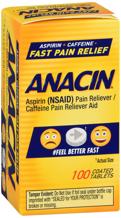 Anacin Pain Reliever Coated Tablets 100 ct