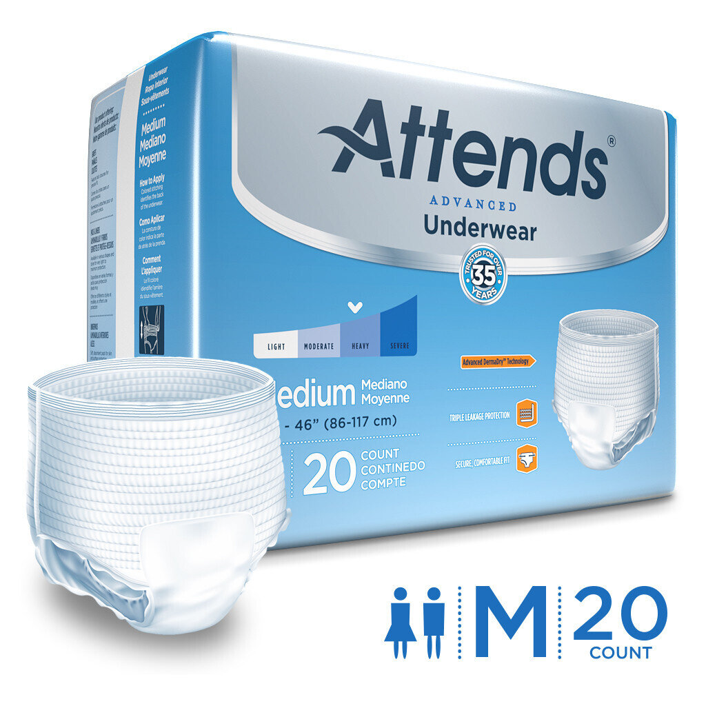 Attends Underwear Ultimate Absorbency M 34”-44” 20 ct
