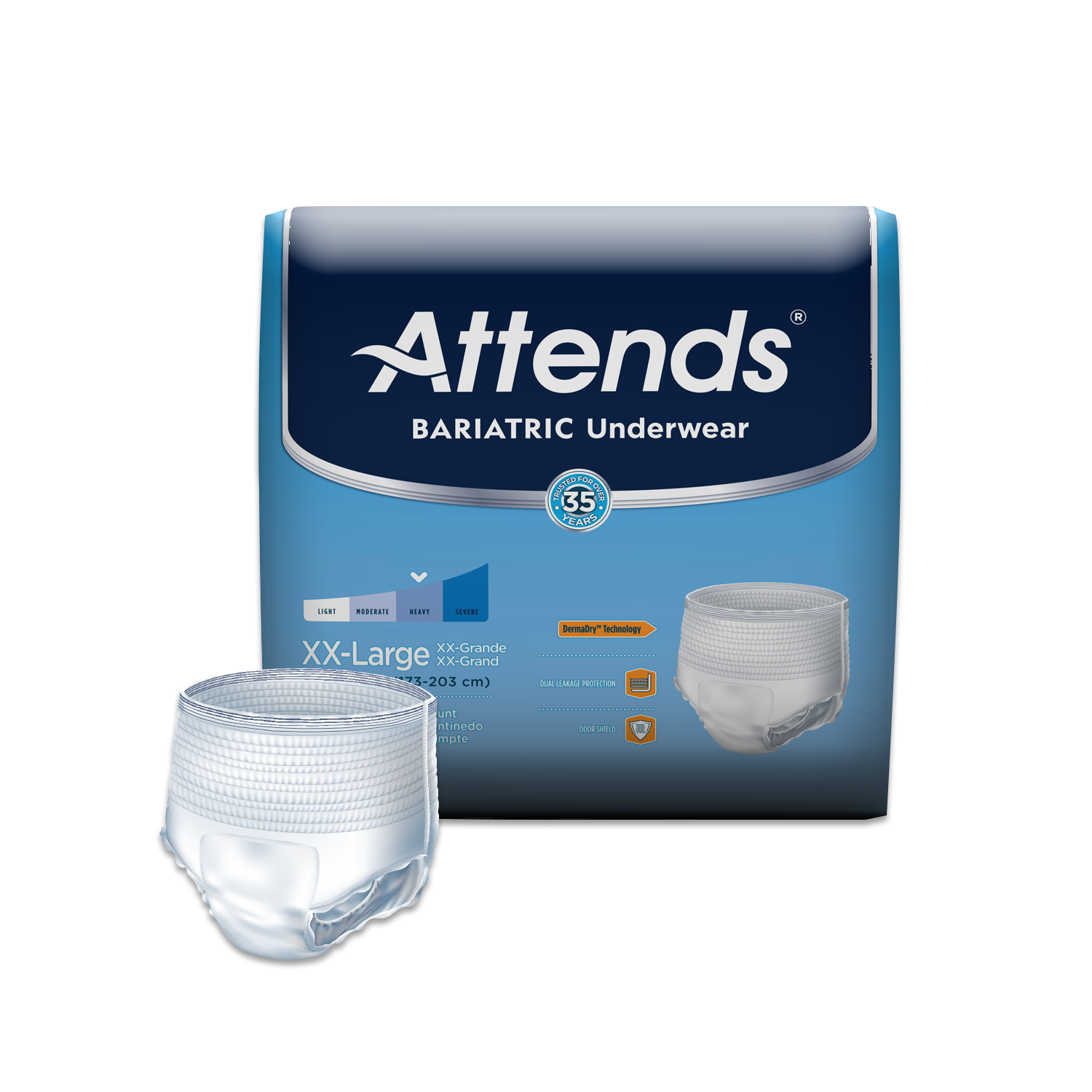 Attends Bariatric Underwear Ultimate Absorbency XXL 68”-80” 12 ct