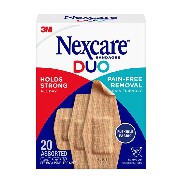 Nexcare Bandages Duo Holds Strong and Pain-Free Removal Assorted Sizes 20 ct