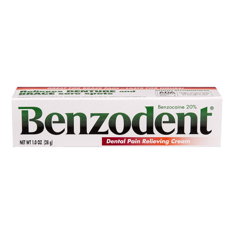 Benzodent Benzocaine 20 Dental Pain Relieving Cream Maximum Strength 1 oz
