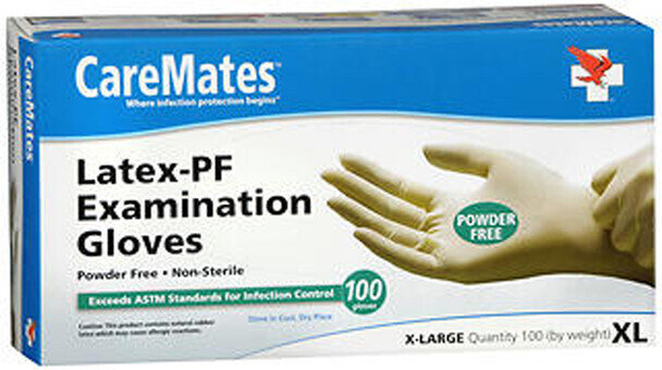 CareMates Latex-PF Examination Gloves Powder Free Non-Sterile X-Large 100 ct