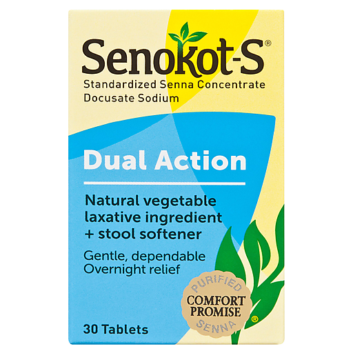 Senokot-S Dual Action Natural Vegetable Laxative + Stool Softener Tablets 30 ct