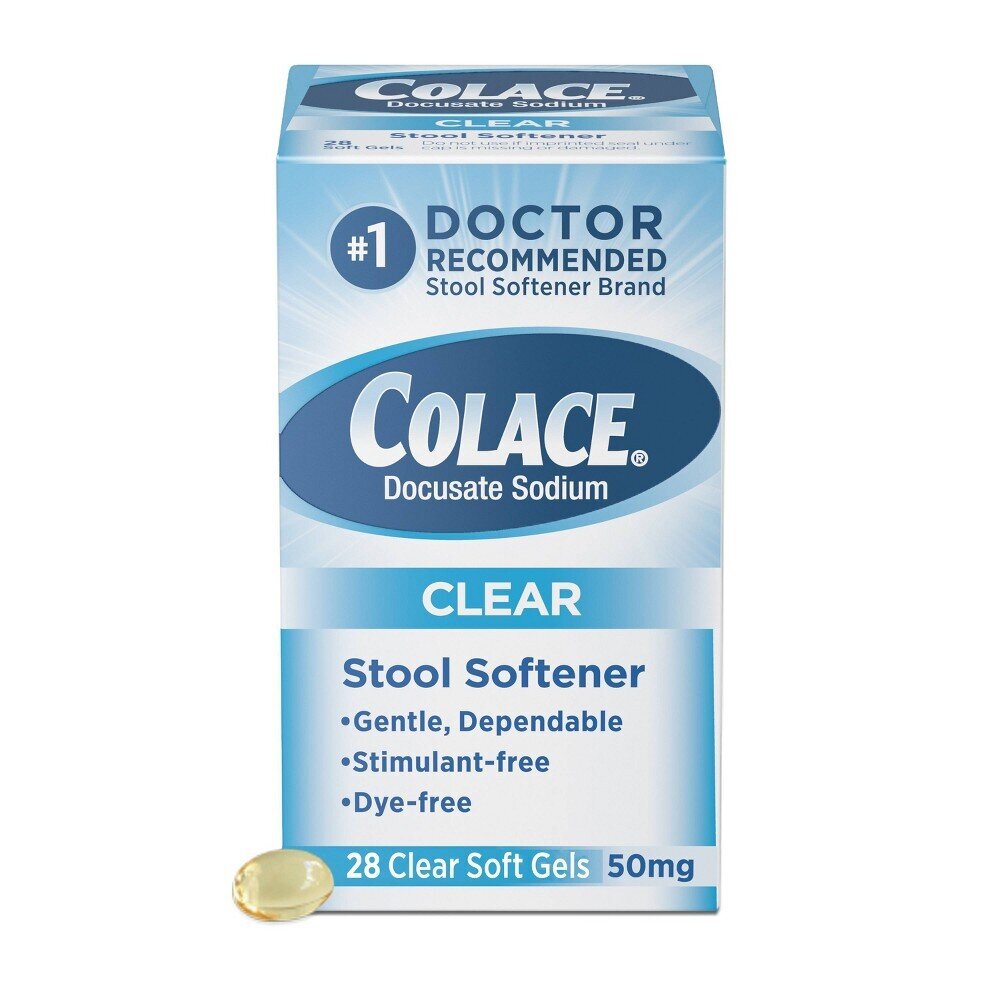 Colace Clear Docusate Sodium 50 mg Soft Gels 28 ct