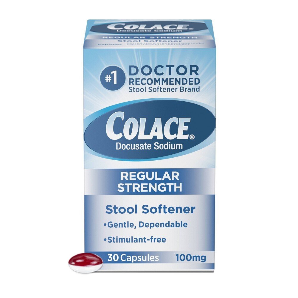 Colace Regular Strength Docusate Sodium 100 mg Capsules 30 ct