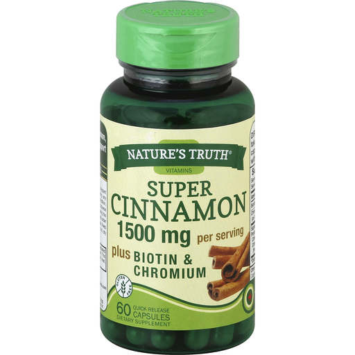 Nature's Truth Super Ceylon Cinnamon 2,500mg Plus Biotin & Chromium Vegetarian Capsules 60ct