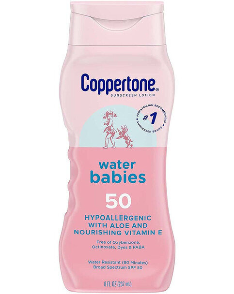 Coppertone Water Babies Sunscreen Lotion SPF 50 Hypoallergenic with Aloe and Nourishing Vitamin E 8 fl oz