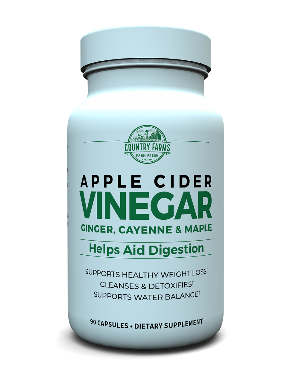 Country Farms Apple Cider Vinegar Capsules With Ginger, Cayenne & Maple 90ct