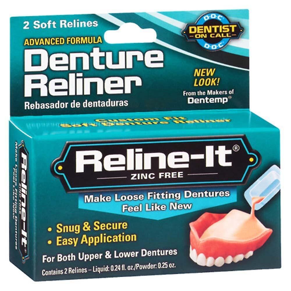 Dentemp Reline-it Zinc Free Denture Reliner Liquid/Powder 2ct
