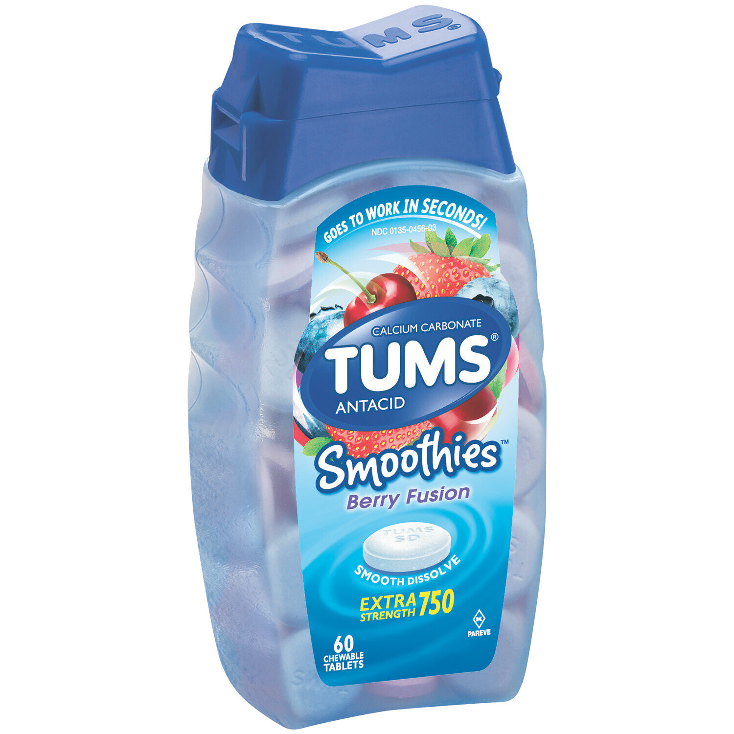 Tums Antacid Smoothies Extra Strength Chewable Tablets - Berry Fusion 60ct