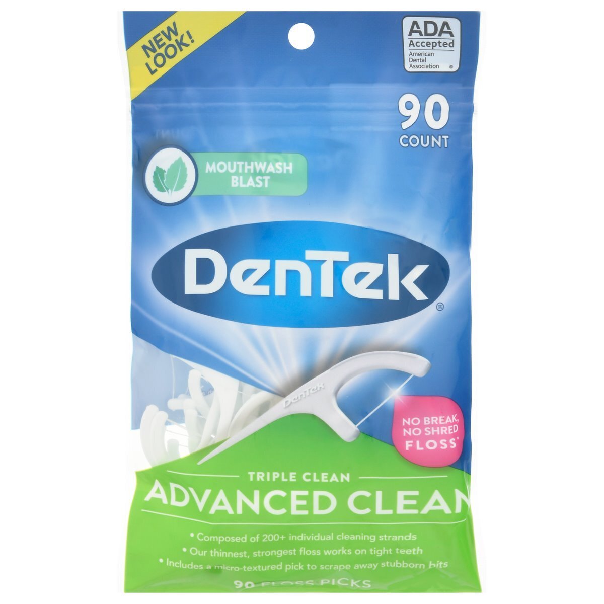 Dentek Triple Clean Floss Picks - Mouthwash Blast 90ct