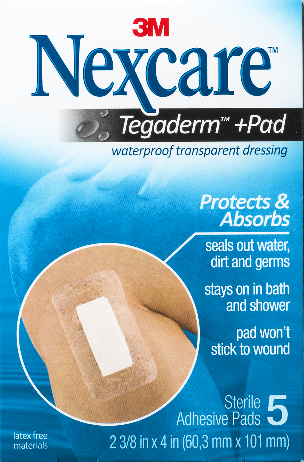 Nexcare Tegaderm and Pad Transparent Dressing 2.375 in x 4 in 5 ct