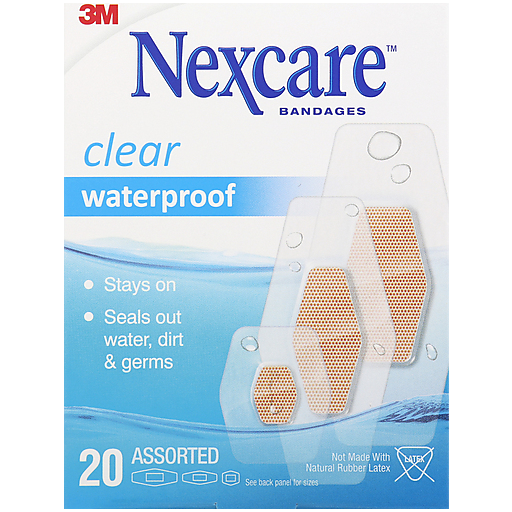 Nexcare Bandages Clear Waterproof Assorted Sizes 20 ct
