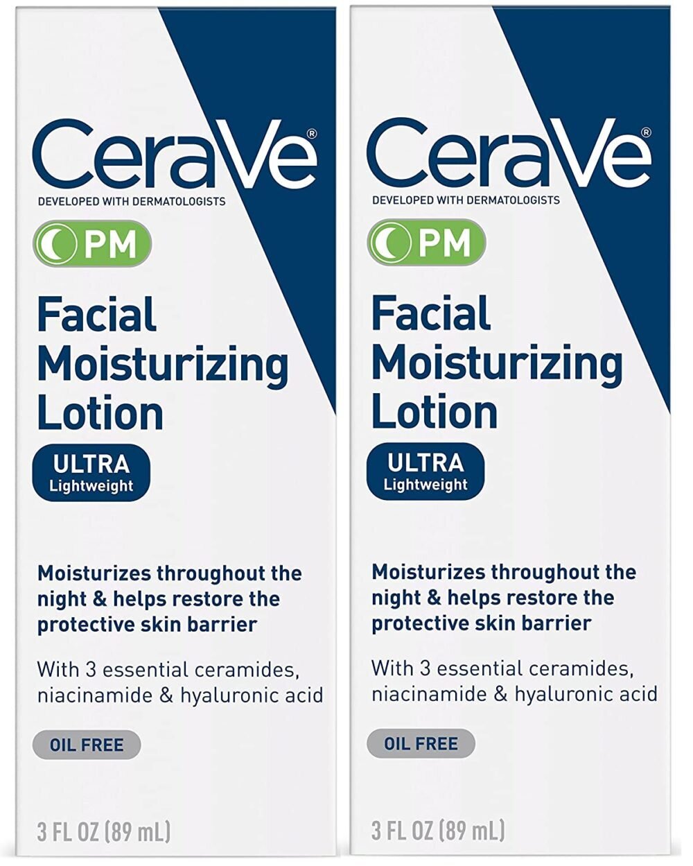 CeraVe PM Facial Moisturizing Lotion Ultra Lightweight Oil Free for Normal  to Dry Skin 3 fl