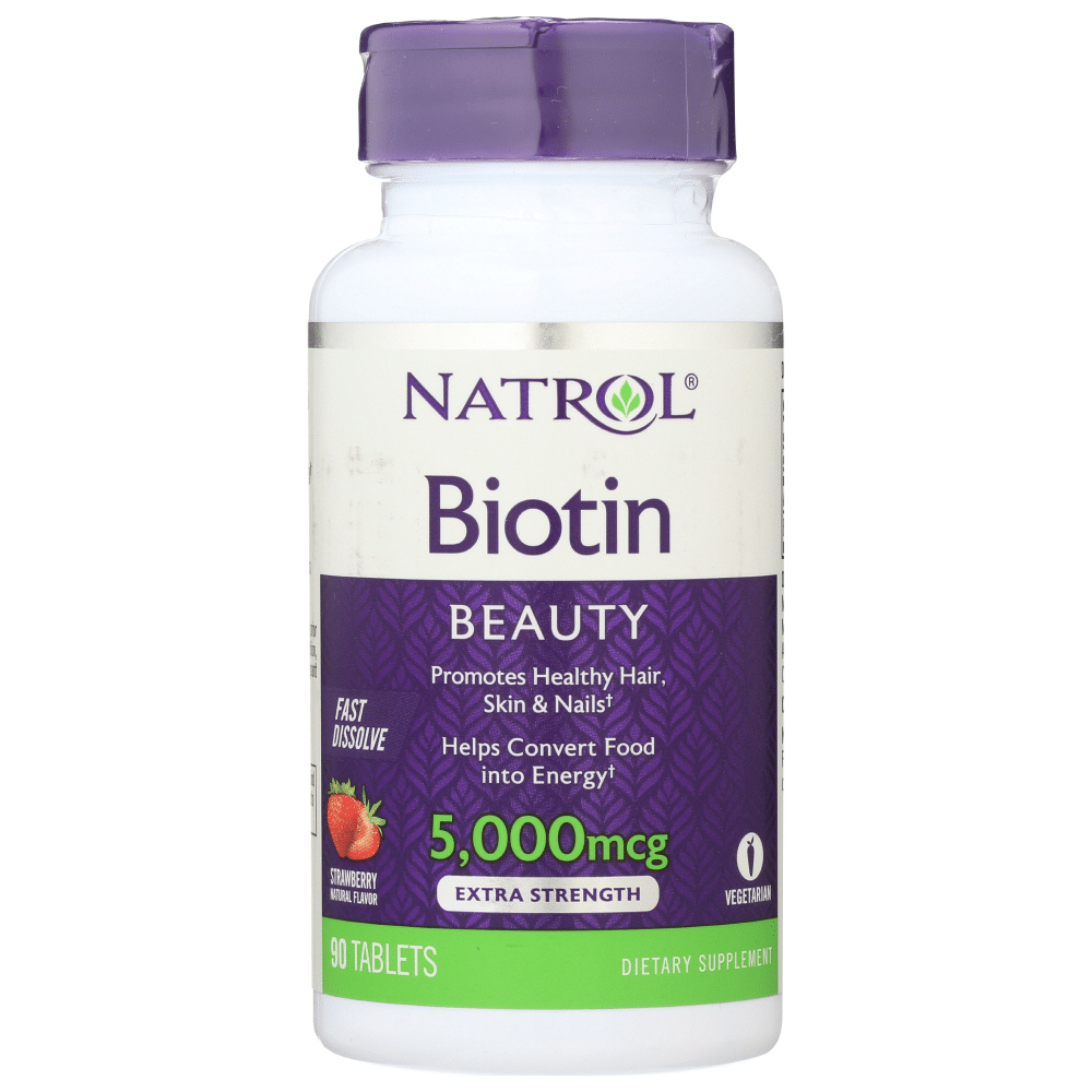 Natrol Biotin 5000mg Extra Strength Fast Dissolve Tablets - Strawberry Flavor 90ct