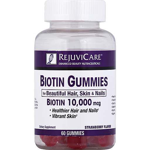 RejuviCare Biotin Gummies 10,000mcg - Raspberry Flavor 60ct