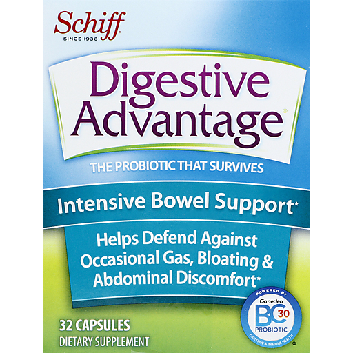 Schiff Digestive Advantage Daily Probiotics + Intensive Bowel Support Capsules 32 ct