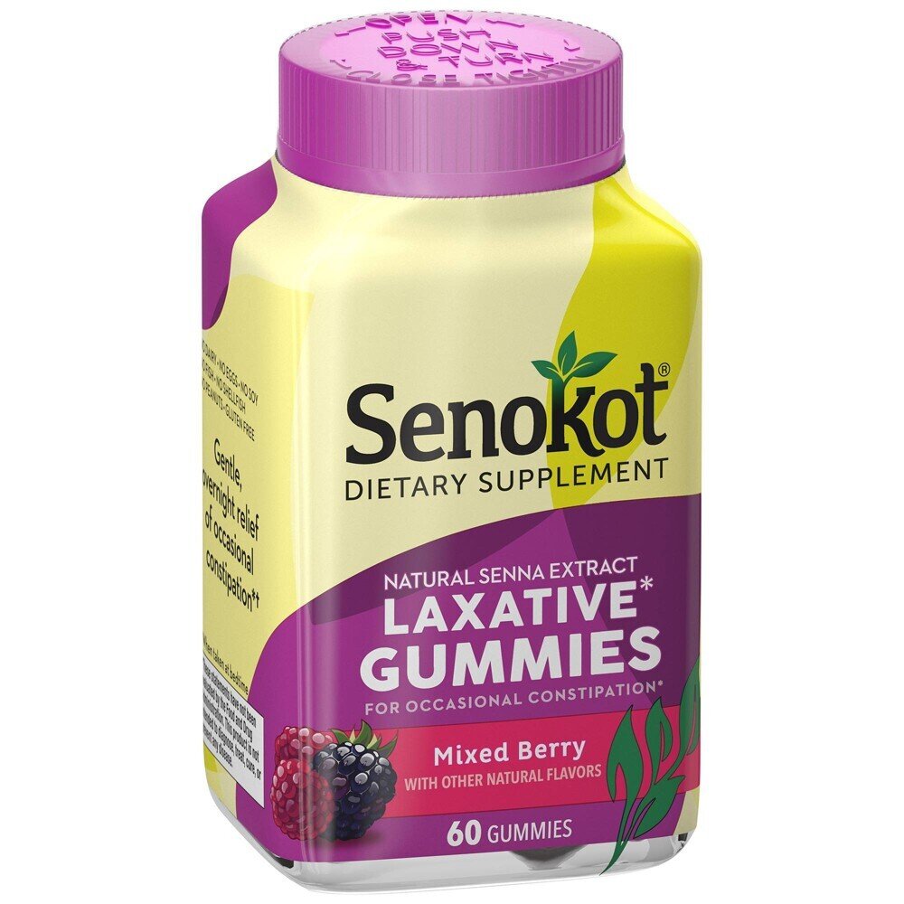 Senokot Natural Senna Extract Laxative Gummies Mixed Berry 60 ct