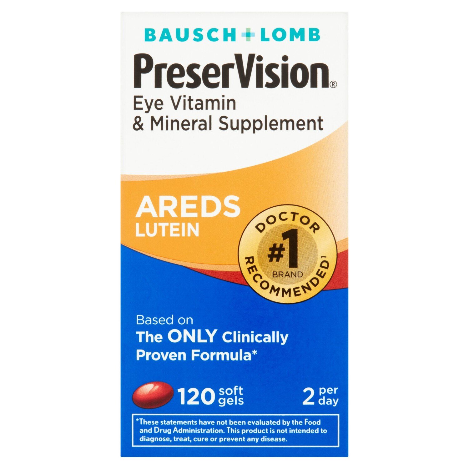 Bausch & Lomb PreserVision AREDS Eye Vitamin And Mineral Supplement With Lutein Softgels 120ct
