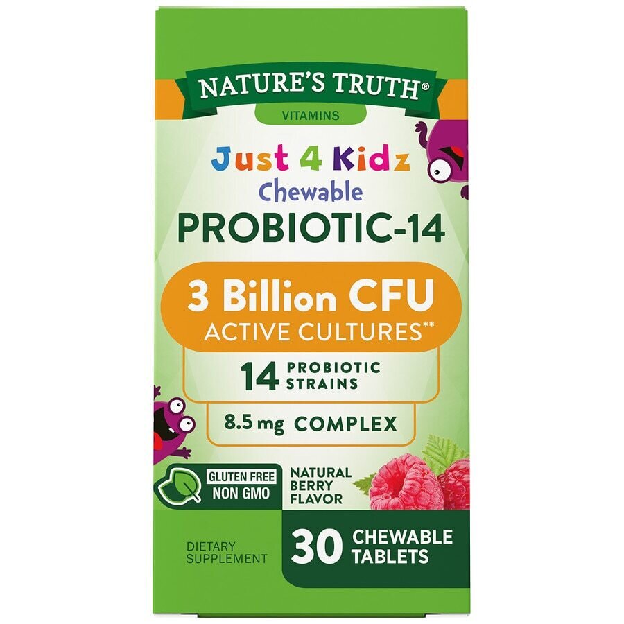 Nature's Truth Just 4 Kidz Chewable Probiotic-14 3 Billion CFU Tablets - Natural Berry Flavor 30ct