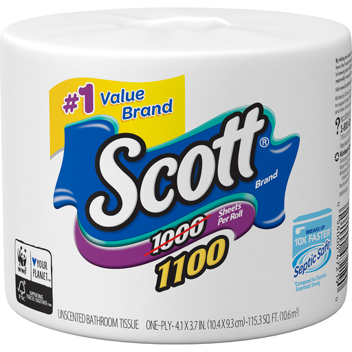 Scott Unscented Bathroom Tissue One-Ply 1 Roll