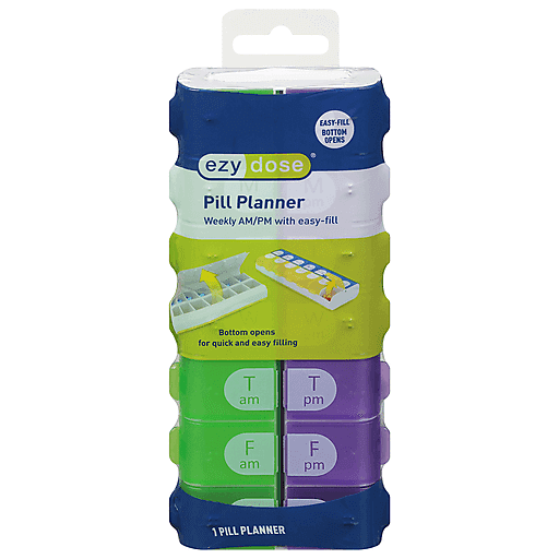 Ezy Dose Pill Planner Weekly AM/PM With Easy-Fill Bottom Open