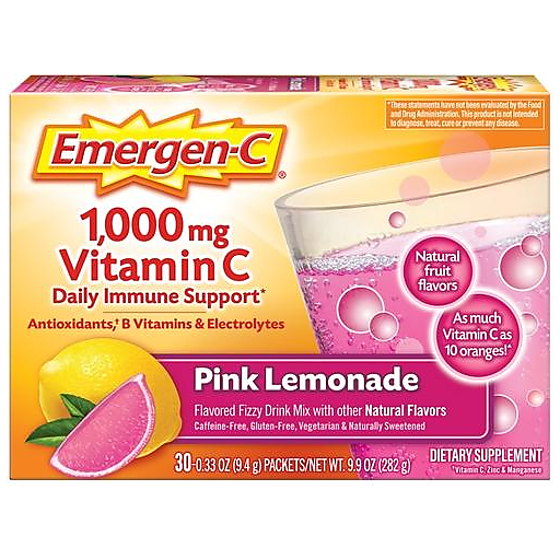 Emergen-C Vitamin C 1000mg Daily Immune Support Packets - Pink Lemonade Flavor 30ct