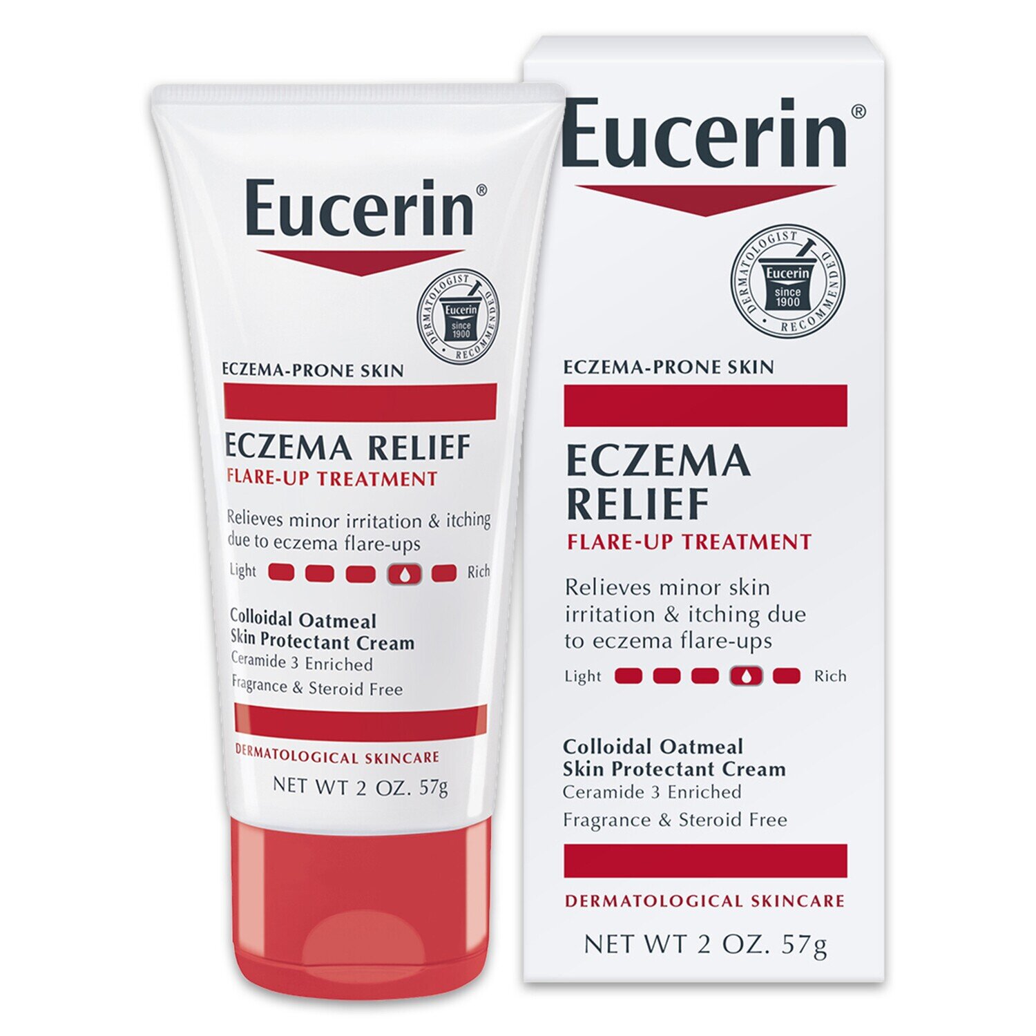 Eucerin for Eczema-Prone Skin Eczema Relief Flare-Up Treatment Colloidal Oatmeal Skin Protectant Cream Fragrance and Steroid Free 2 oz