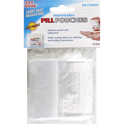 Ezy Dose Pill Pouches Zipper Seal Plus Labeling Area 50ct