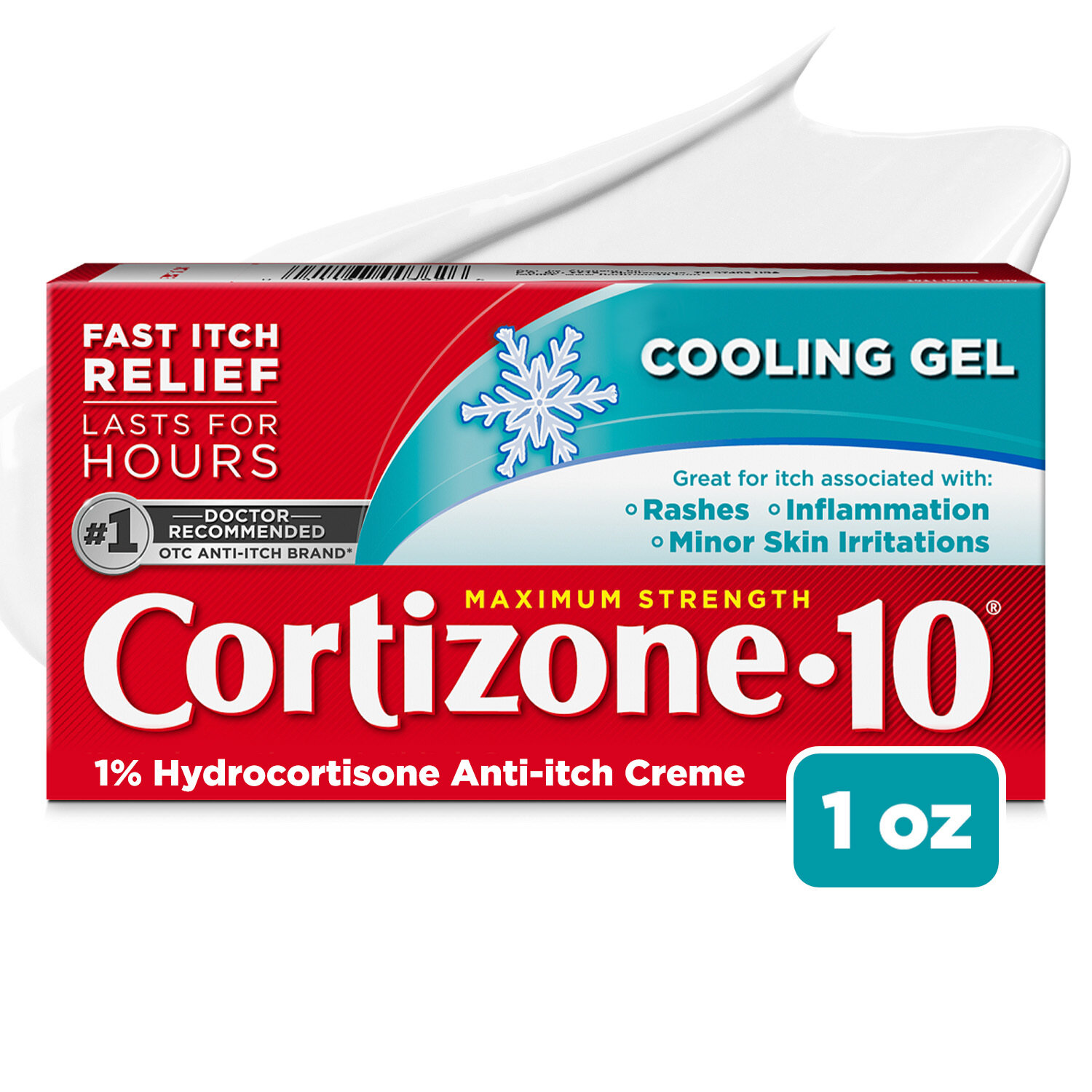 Cortizone 10 Maximum Strength Cooling Gel 1% Hydrocortisone Anti-Itch Creme 1 oz