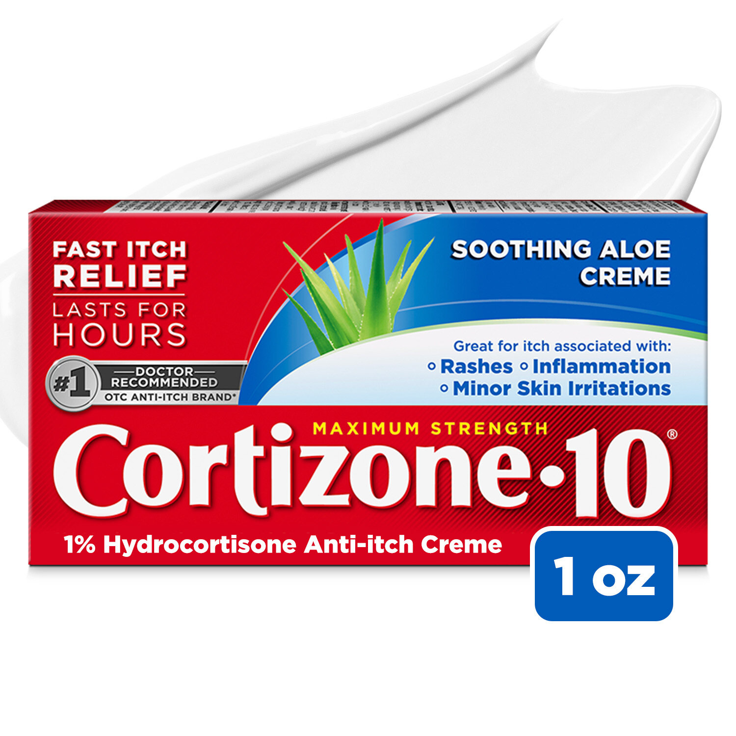 Cortizone 10 Maximum Strength Soothing Aloe Creme 1% Hydrocortisone Anti-Itch Creme 1 oz
