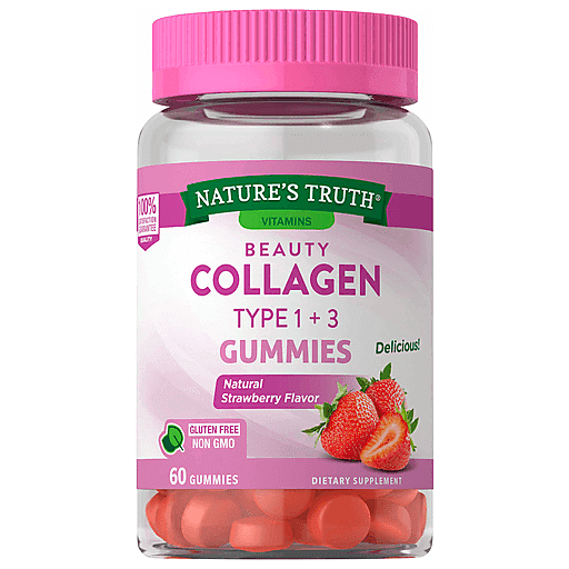 Beauty Collagen Type 1 + 3 Gummies - Natural Strawberry Flavor 60ct
