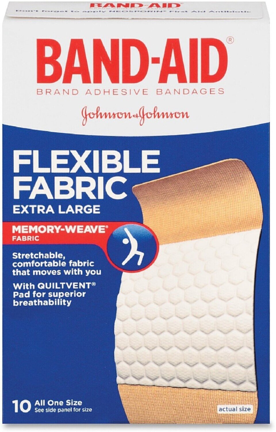 Band-Aid Flexible Fabric Extra Large 1 3/4 in x 4 in 10 ct