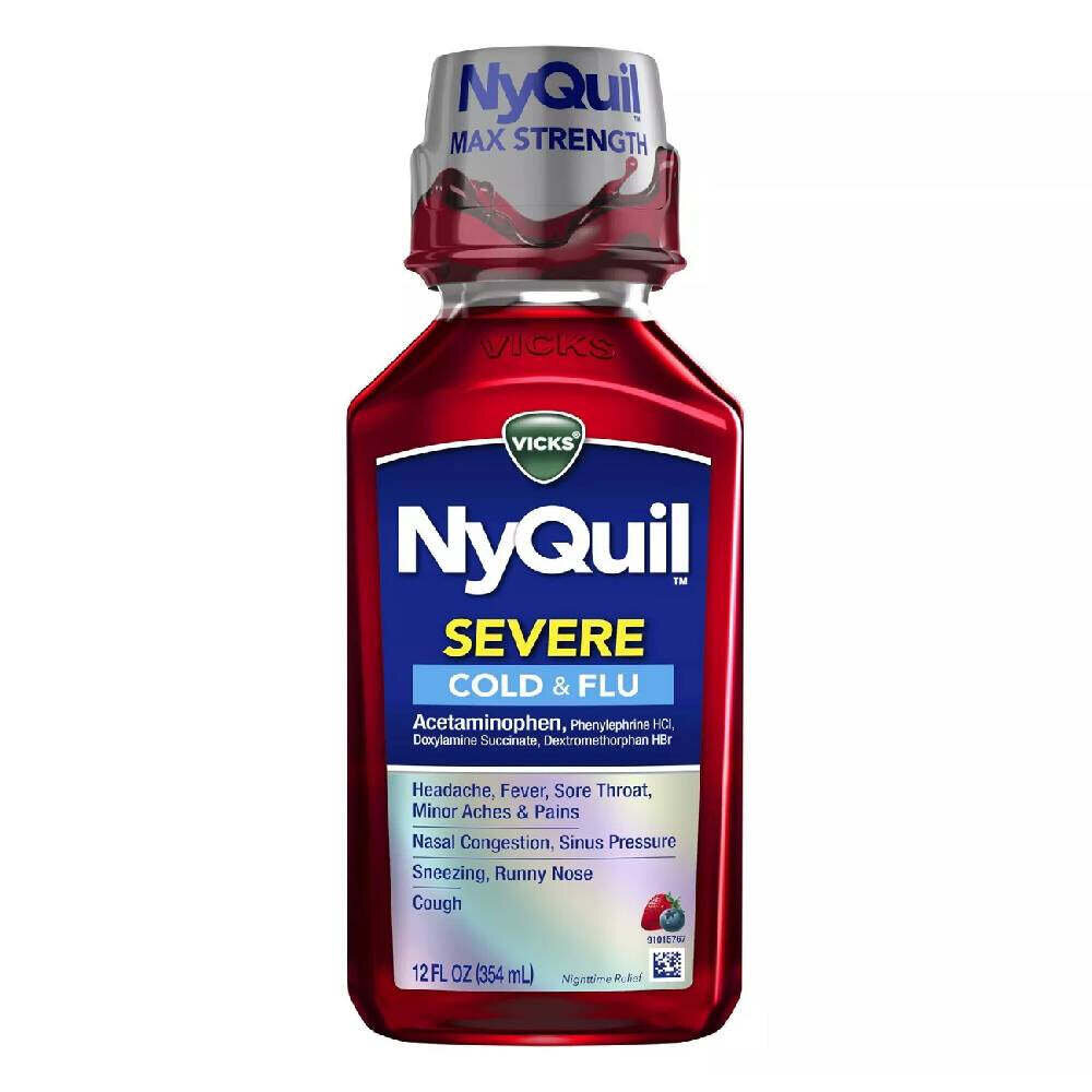 NyQuil Severe Cold and Flu Max Strength Mixed Berry 8 fl oz