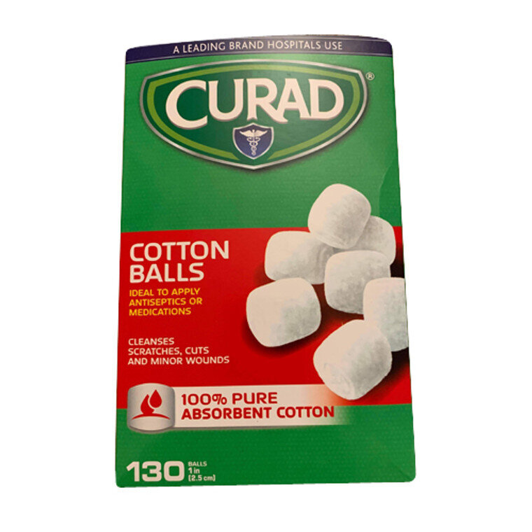 Curad Cotton Balls for Cleansing Scratches, Cuts, and Minor Wounds 130 ct