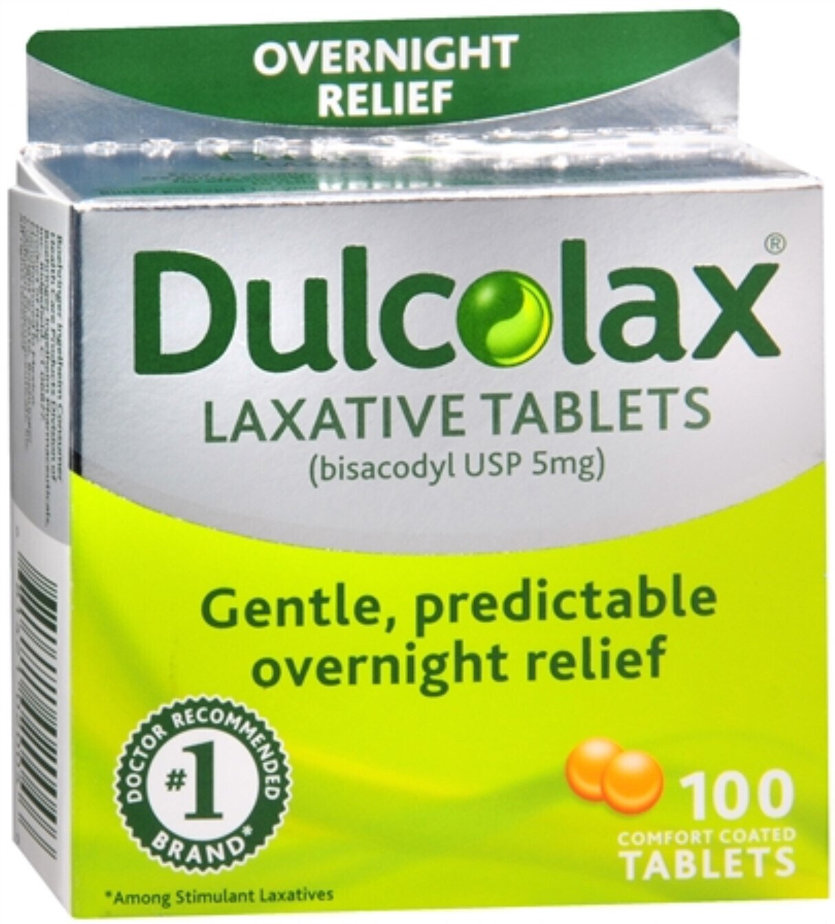 Dulcolax Laxative Overnight Relief Comfort Coated Tablets 100 ct