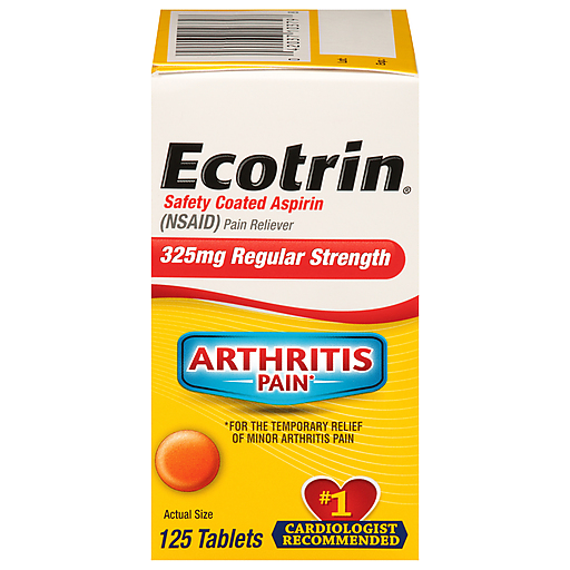 Ecotrin 325 mg Regular Strength Aspirin Arthritis Pain Tablets 125 ct