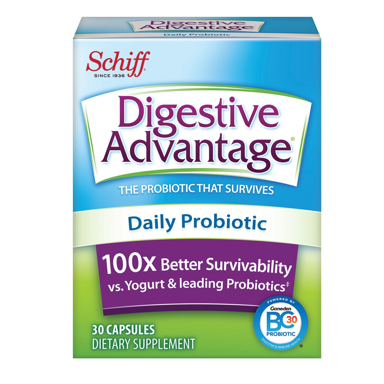 Schiff Digestive Advantage Daily Probiotics Digestive and Immune Support Capsules 30 ct