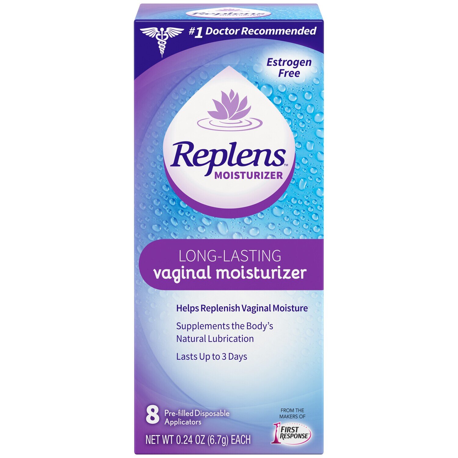 Replens Long-Lasting Vaginal Moisturizer Estrogen Free Pre-Filled  Applicators 8 ct