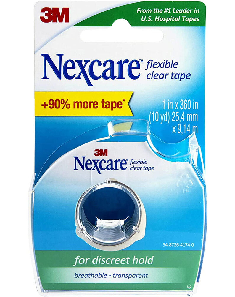 Nexcare Flexible Clear Tape for Discreet Hold 1in x 360in