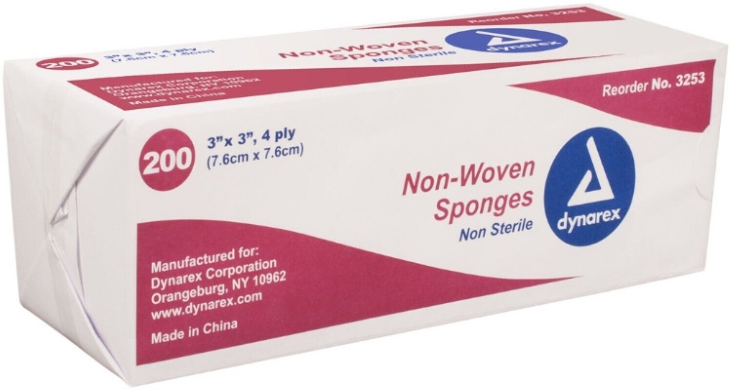 Non-Woven Sponges 3” x 3”, 4-ply 200 ct