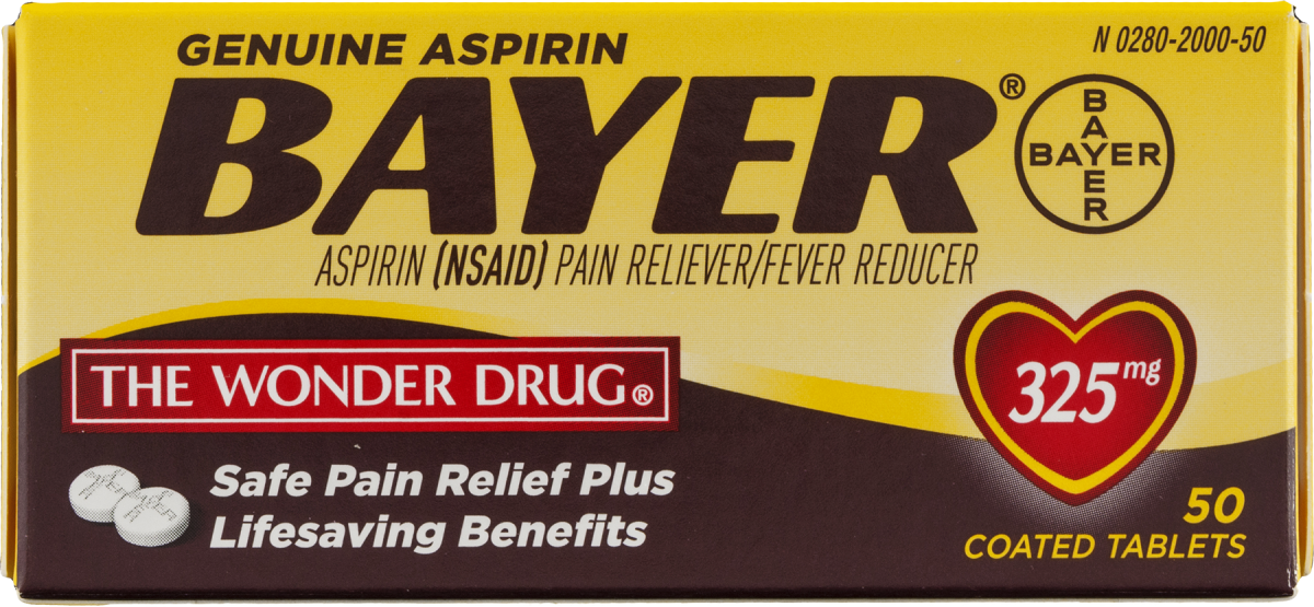 Bayer Genuine Aspirin 325 mg Coated Tablets 50 ct