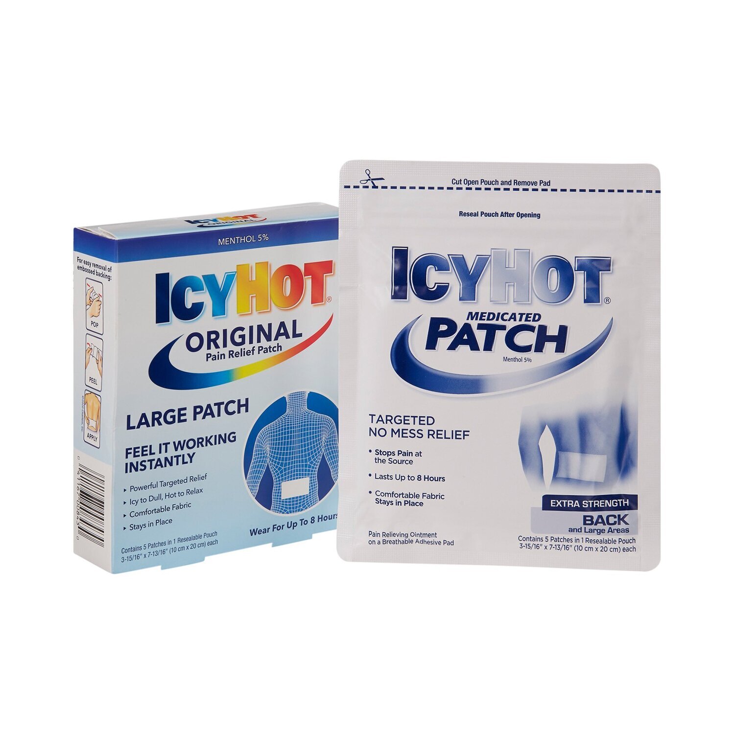 IcyHot Original Menthol 5% Pain Relief Patch Large 5 pack