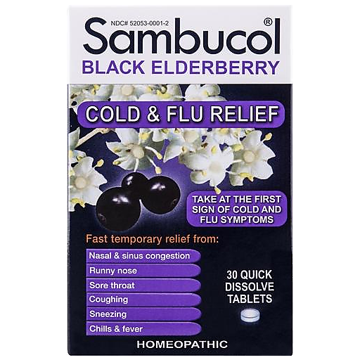 Sambucol Black Elderberry Cold and Flu Relief Quick Dissolve Tablets 30 ct