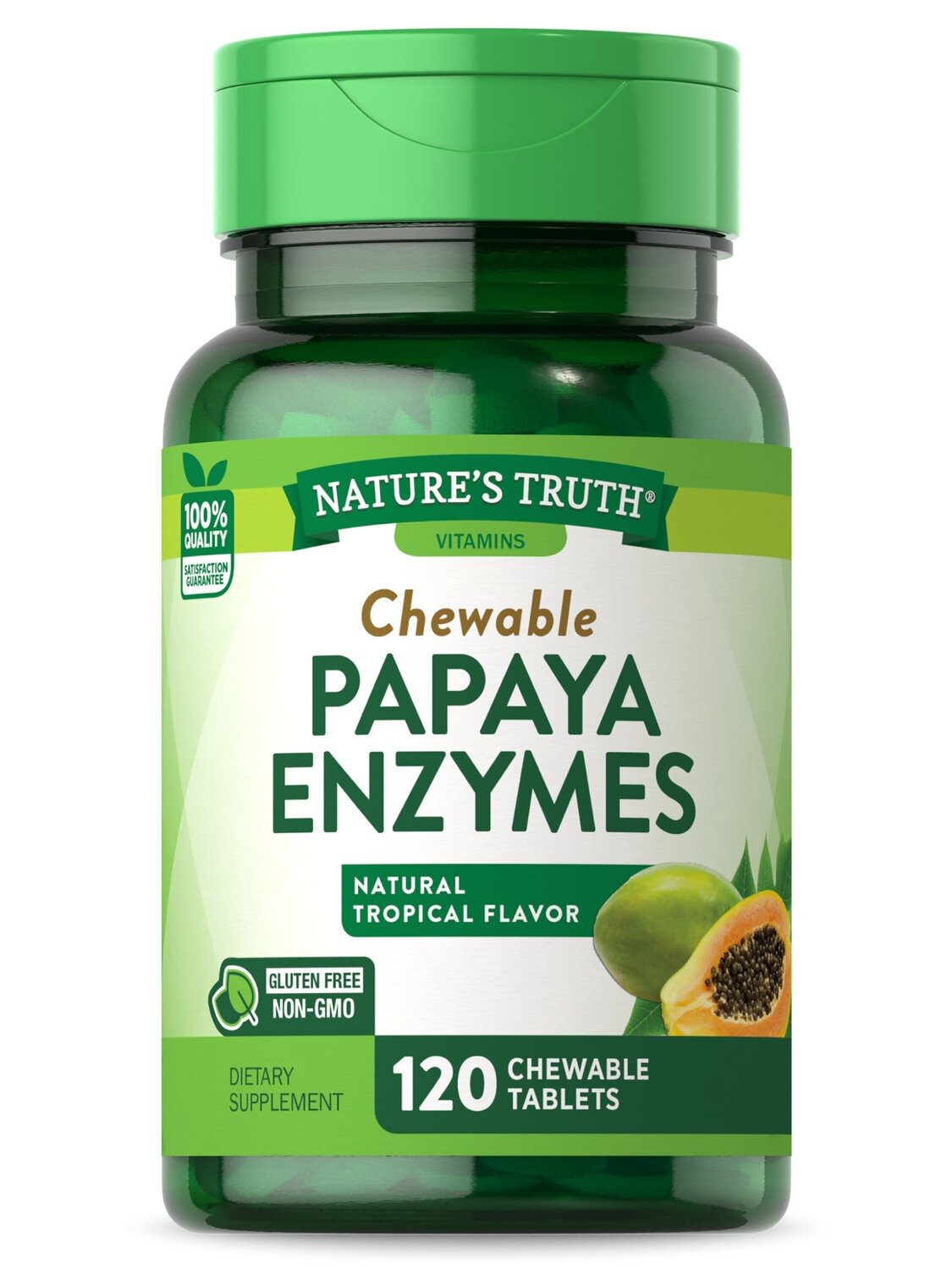 Papaya Enzymes Chewable Tablets - Natural Tropical Flavor 120ct