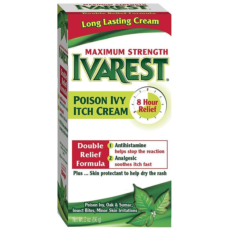 Ivarest Maximum Strength Poison Ivy Itch Cream 8 Hour Relief Antihistamine and Analgesic 2 oz
